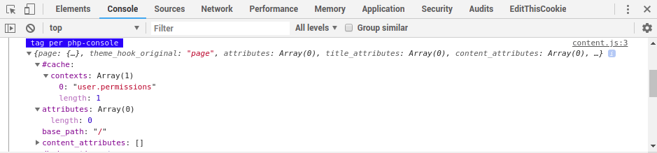 debug con php console